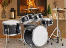 The drum kit is a multi-part percussion instrument commonly used in rock, jazz and pop music. It includes large drums, snare drums, snare drums and cymbals, providing a rich rhythm and expressivity.